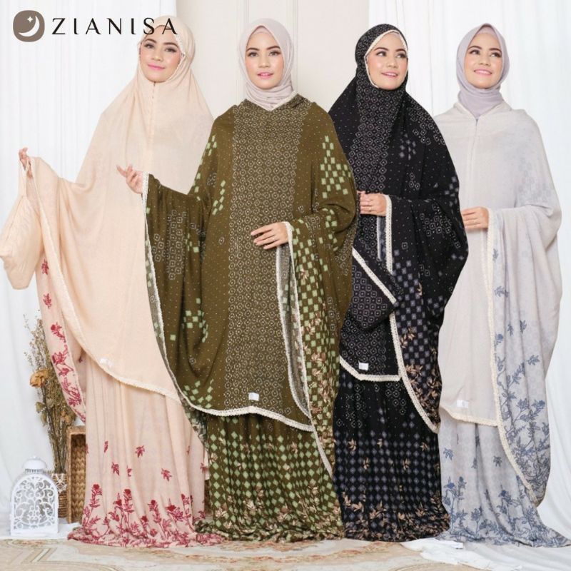 Mukena Zianisa 2 IN 1 Khansa Jumbo Katun Rayon Adem Motif Cantik Treveling