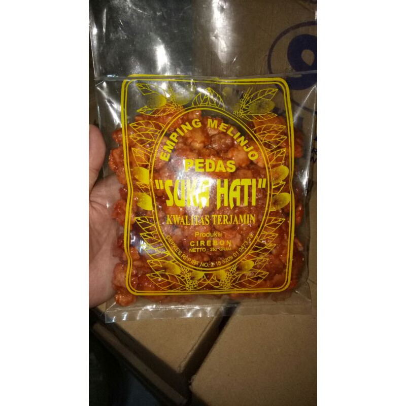 

Emping Melinjo Premium Rasa Pedas Manis Kemasan 250 Gram