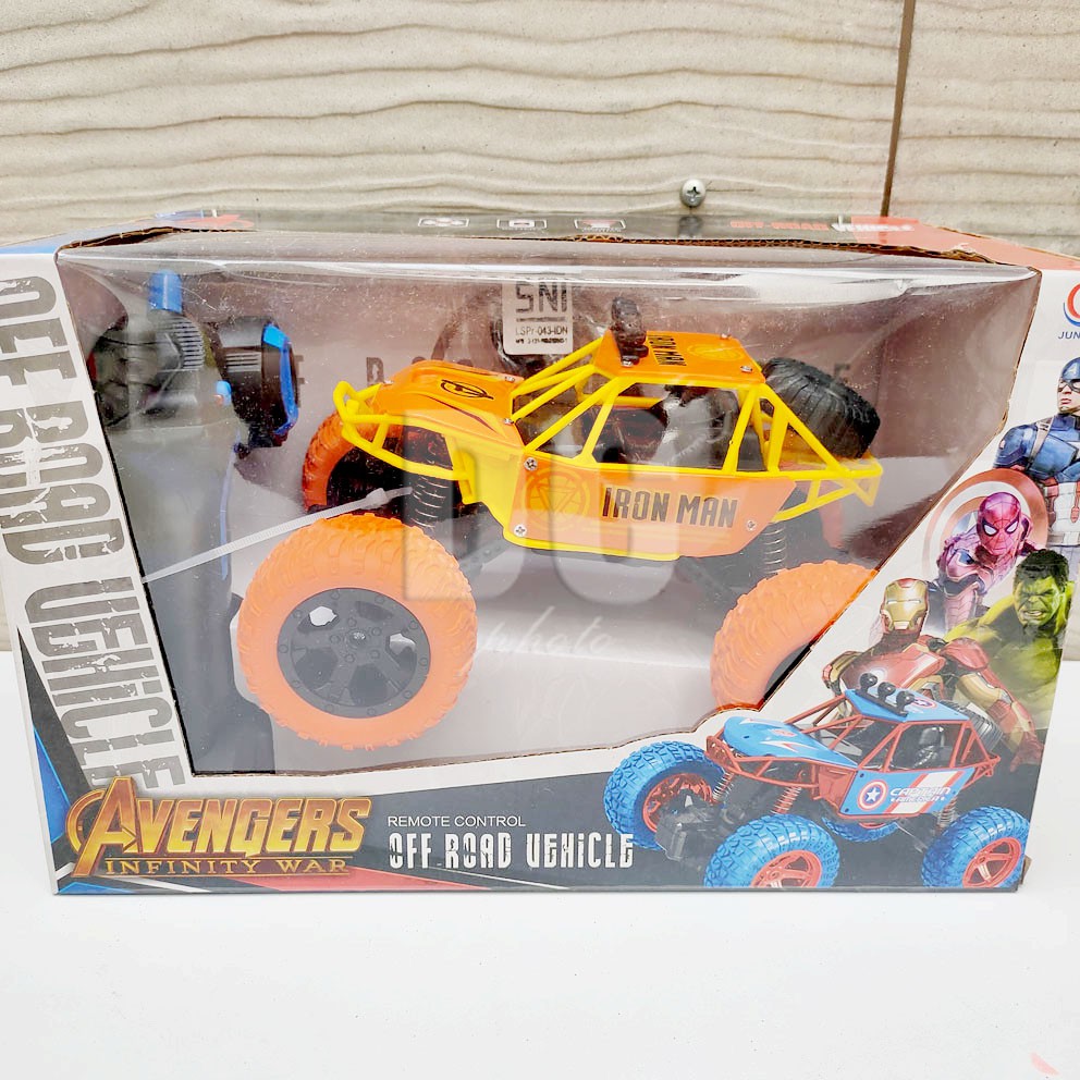 Avengers Off Road Vehicle RC Iron Man Spiderman America Mainan Mobil Jeep Rock Crawler Remote