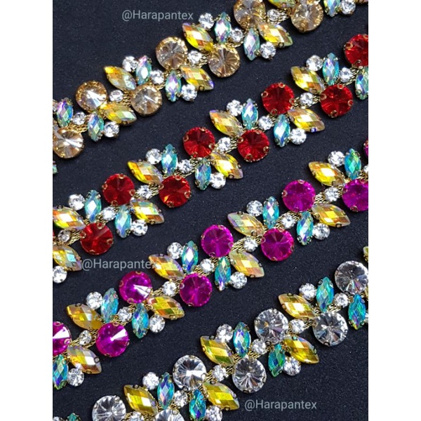 Aplikasi Permata / Aplikasi Meteran / Diamond Bunga / Hiasan Baju AB 6007