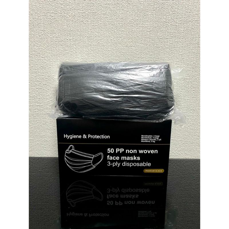 masker hitam 3ply 1box isi 50pcs