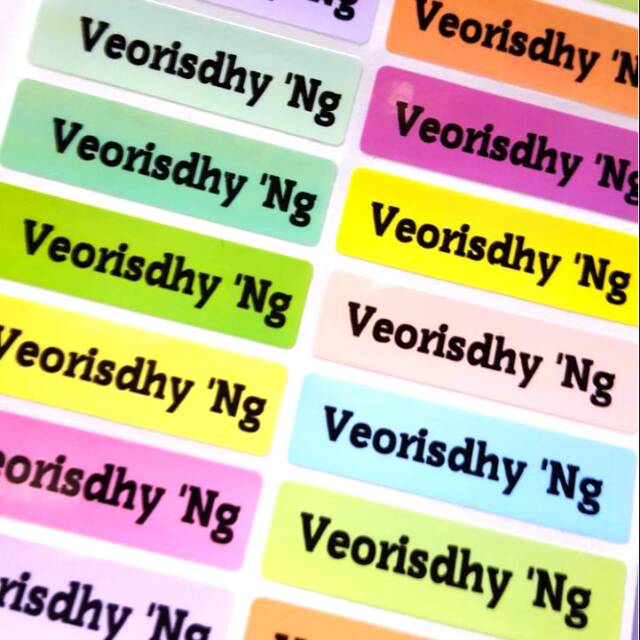 

Label nama anti air stiker waterproof Polos Color EM