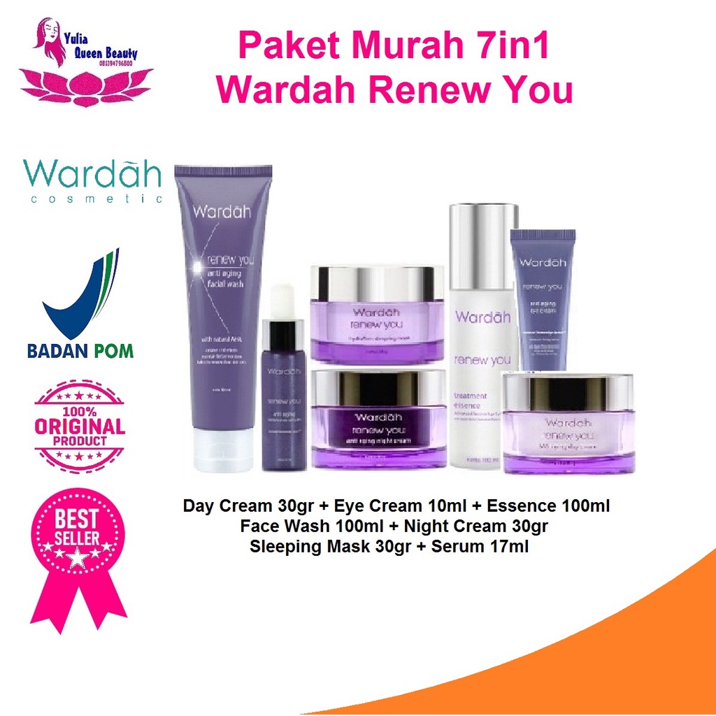 Paket Skin Care Lengkap Wardah Anti Aging Renew You 7in1 Besar Ori