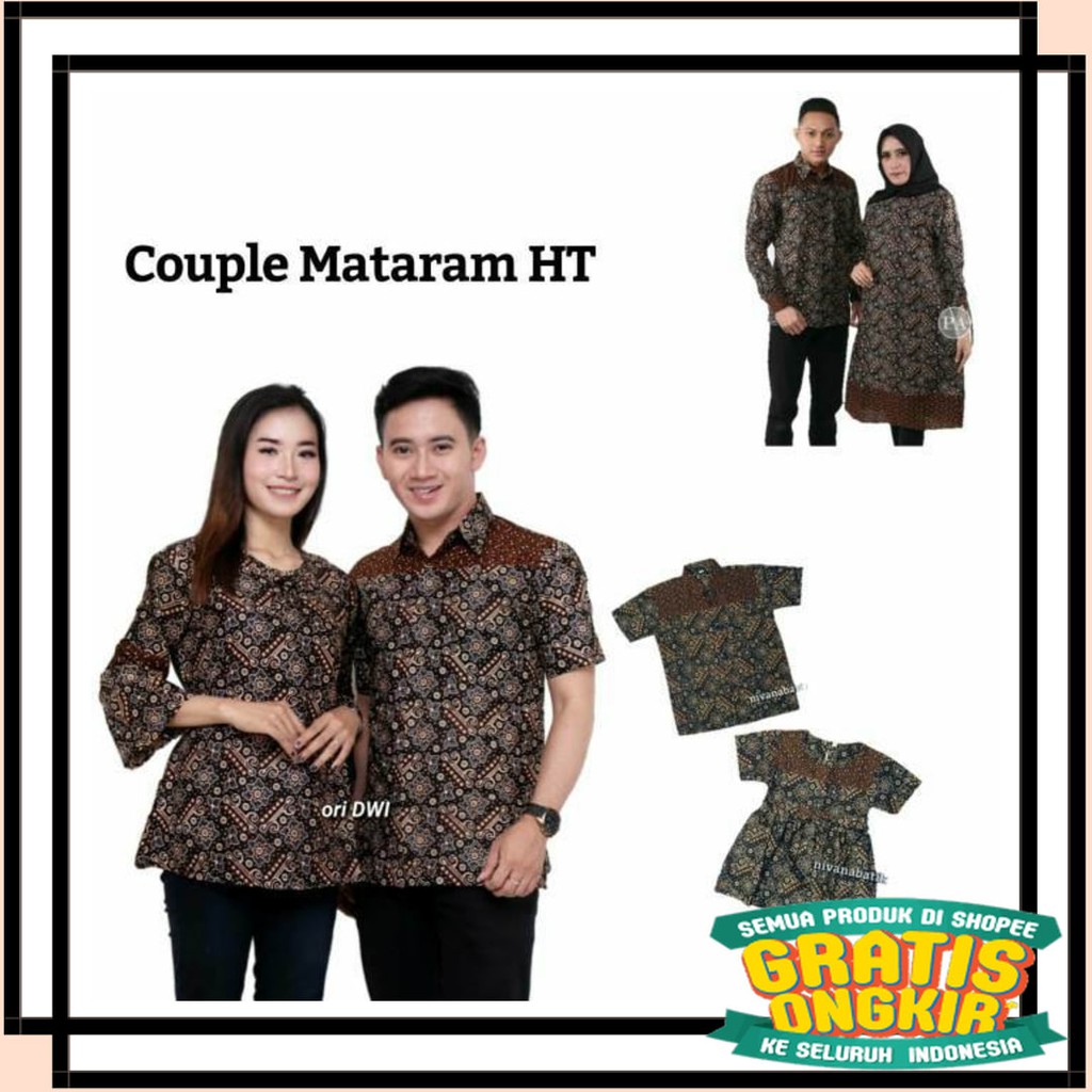 BATIK ANAK DEWASA ORANGTUA ALISAN / NIVANA  BATIK MATARAM HT Couple Keluarga Seragam Atasan