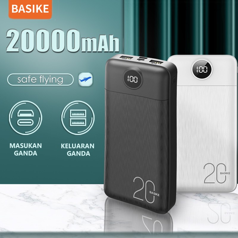 BASIKE Powerbank 20000 mAh Power bank Fast Charging Dual USB for iPhone Xiaomi Samsung Oppo Vivo