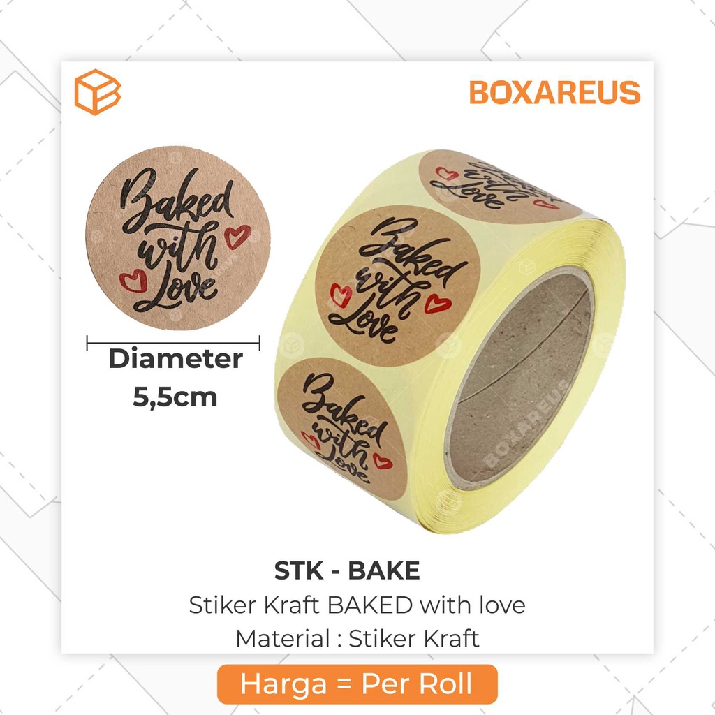 Stiker Kraft Made / Baked With Love | Sticker Label Seal Decor