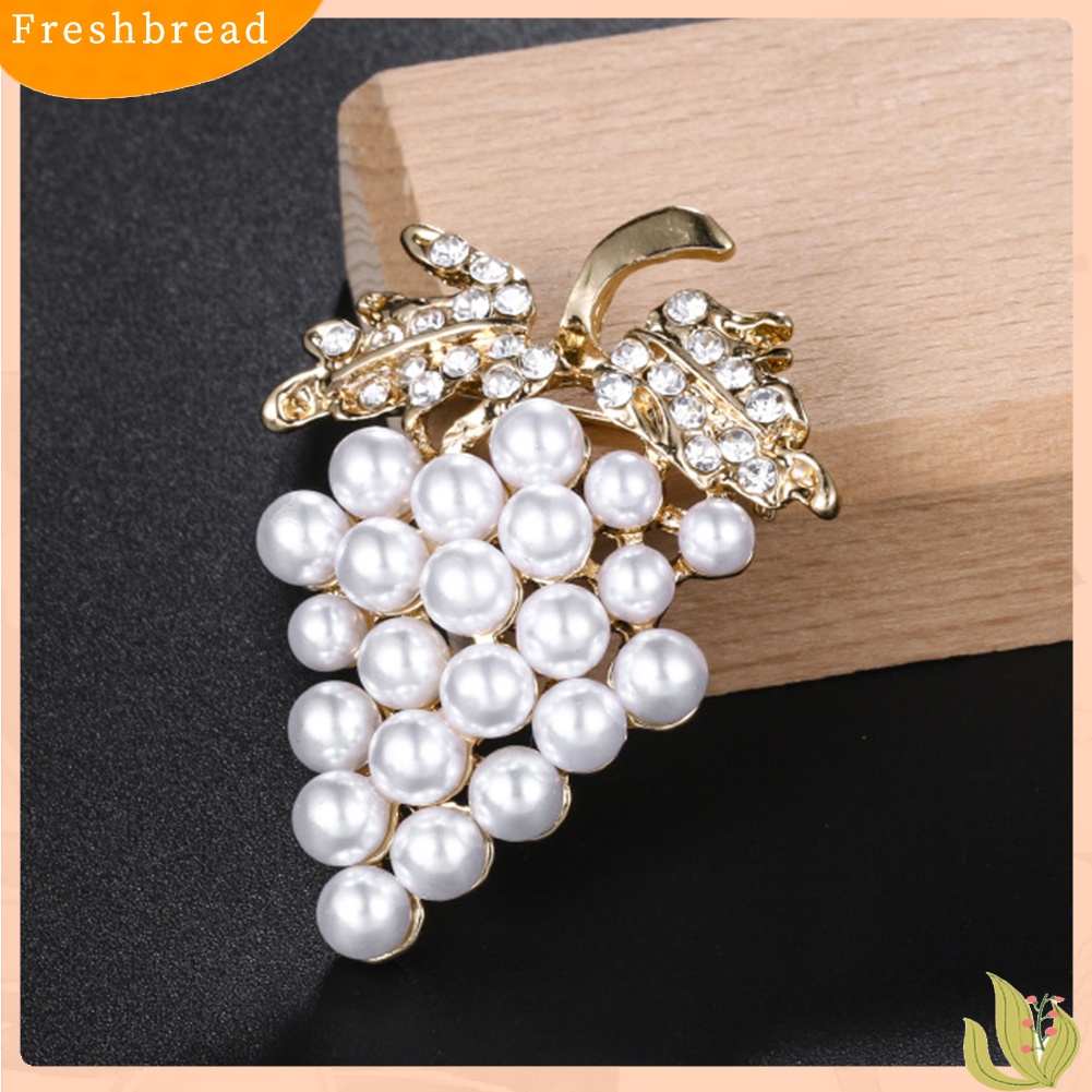 Terlaris Elegant Women Faux Pearl Rhinestone Grapes Brooch Pin Dress Scarf Accessory