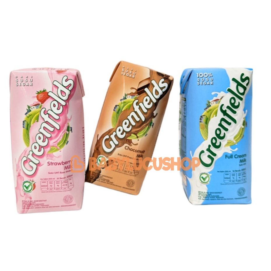 Susu Greenfields UHT 200ml Full Cream Cokelat Strawberry Milk Greenfield 1 PCS