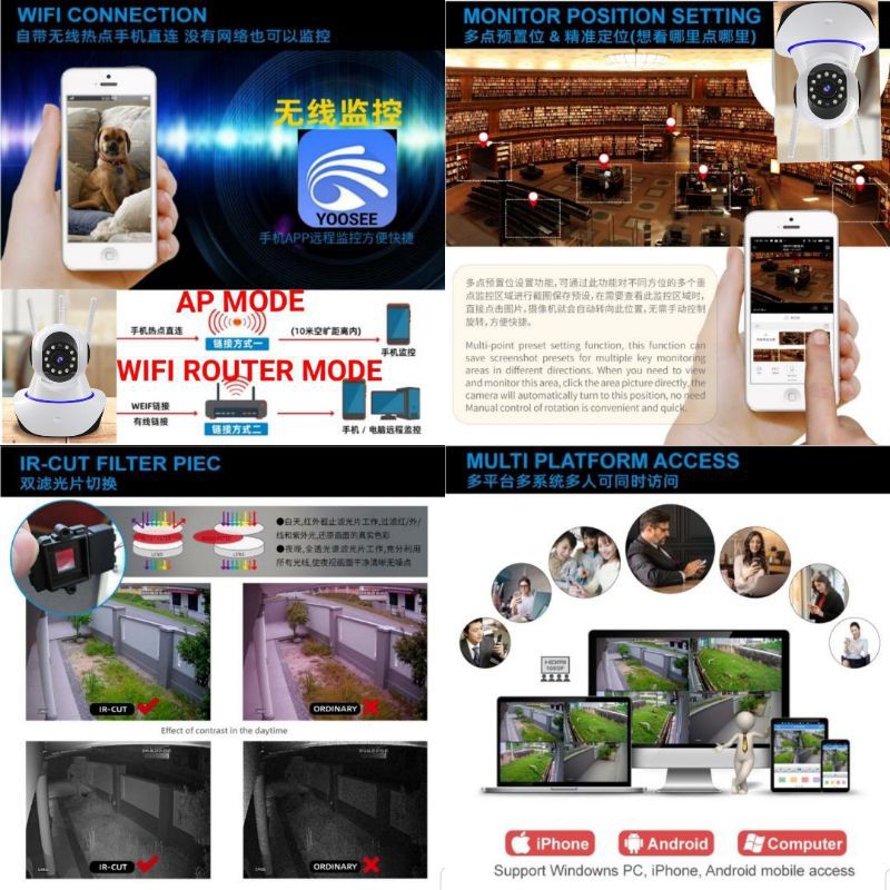 YOOSEE IP CAMERA LAN PORT DAN WIFI WIRELESS 3MP FULL HD 1080P OBJECT TRACKING CCTV WIFI INDOOR