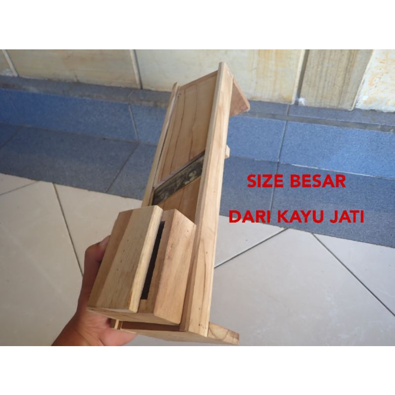 Alat Pemotong Bawang Keripik Pengiris Bawang Kayu Jati Pengiris Serbaguna
