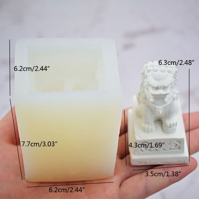 SIY  Stone Lion Sentinel Animal Statue Resin Mold Wax Soap  Polymer Clay Fondant Silicone Molds Art Craft Jewelry Making Tool