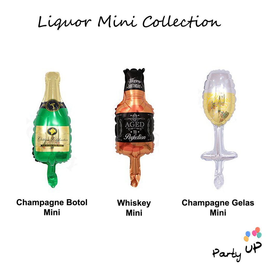 [Ecer] Balon Liquor Champagne Set Mini Foil