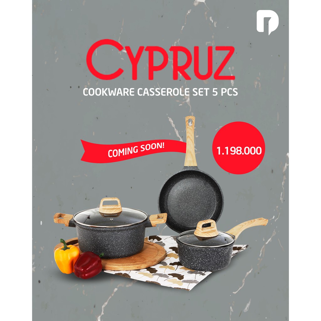 Cypruz Cookware Casserole Set 5 Pcs