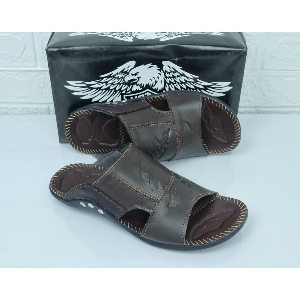 kulit asli Sandal pria kulit harley davison ban 2 bridgeslopv sandal casual formal pria hangout s016