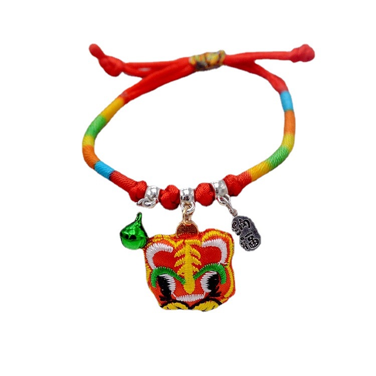 Braided Rope Amulet Bell Gelang Tali Warna-Warni Gelang Anak Bayi Hadiah Kecil Gelang Pasangan Benang Lima Warna