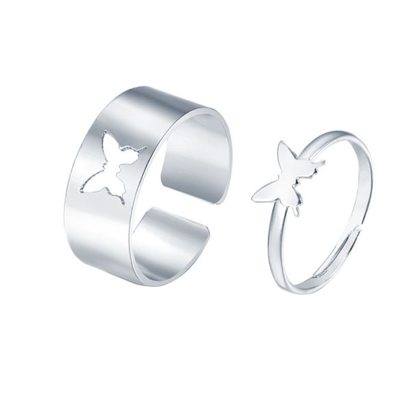 cincin 2pcs kupu kupu retro butterfly set rings (1g3) jci075