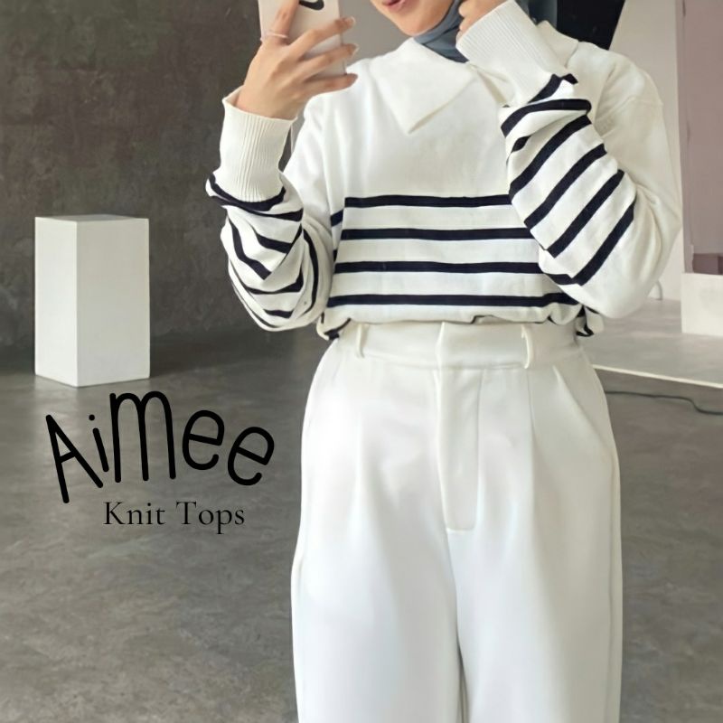 Aimee Tops - Atasan Polo Big Collar Style Korea Model Oversize