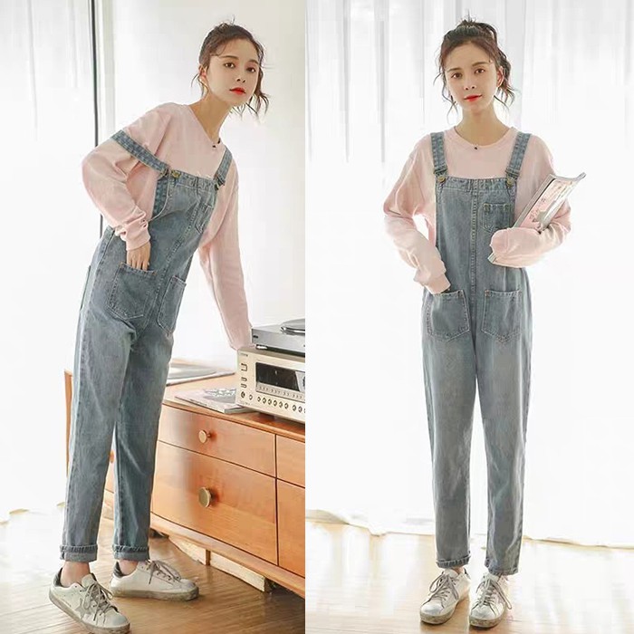 (8718)Yeji Overall Denim Pants/Celana kodok/Celana Montir