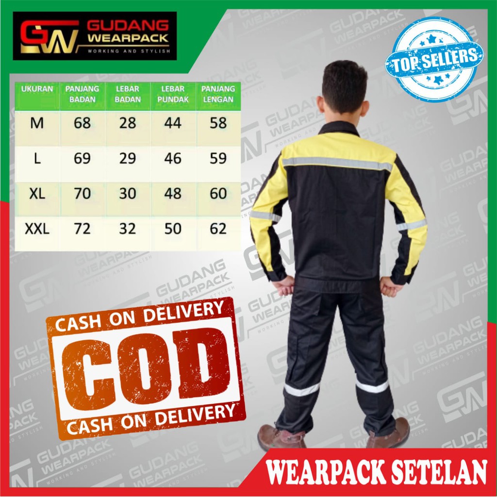 Star Wearpack - Setelan Baju &amp; Celana Warna Atasan Hitam Kombinasi Kuning Lengan Panjang