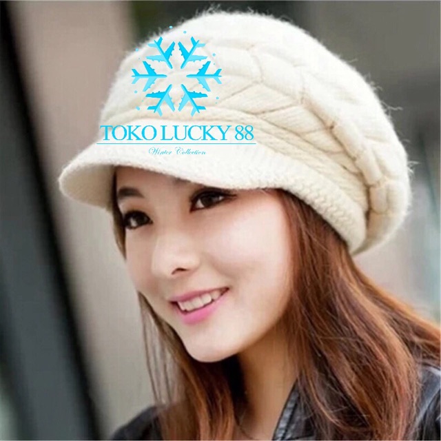 IMPORT Hat Fur Cap Topi Rajut Bulu Wool Winter Musim Dingin