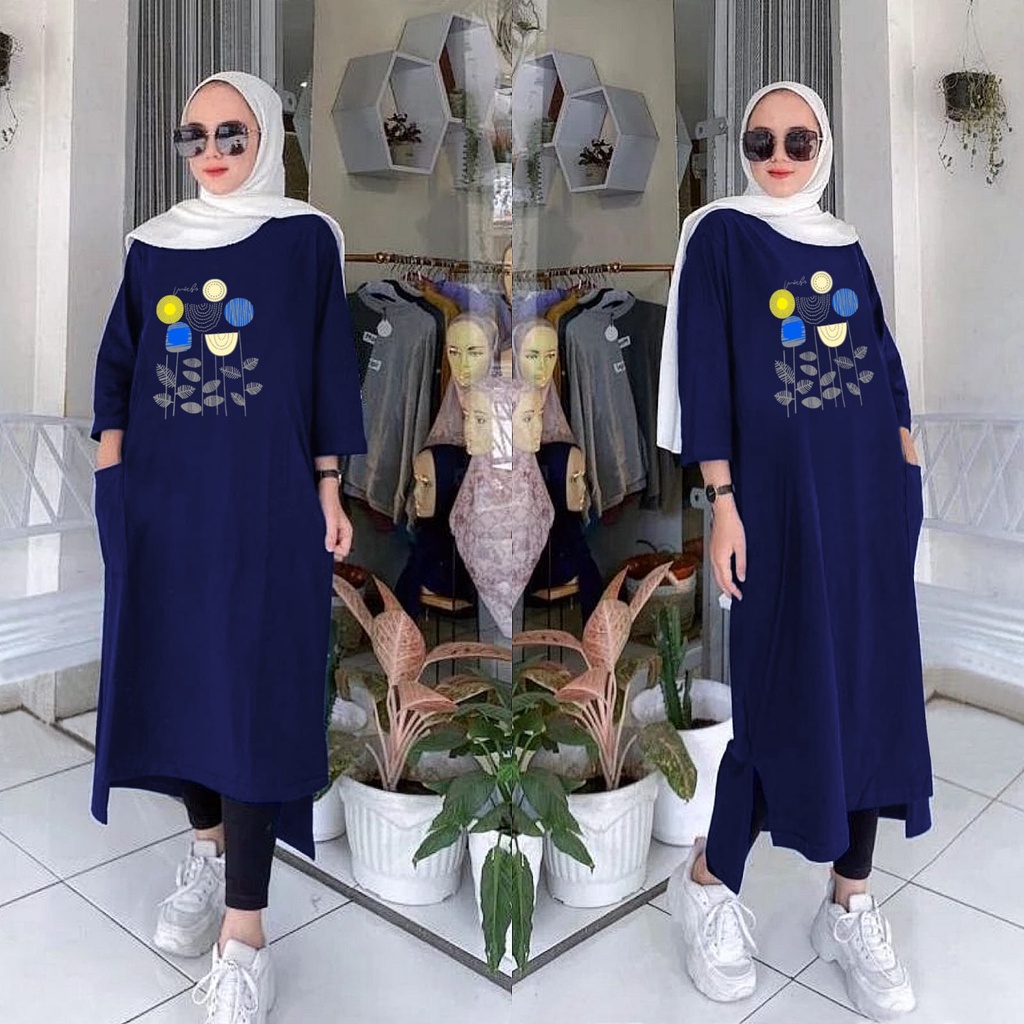 GR LONG TUNIK TERBARU BASIC / MIDI DRESS JUMBO BABYTERRY SR313