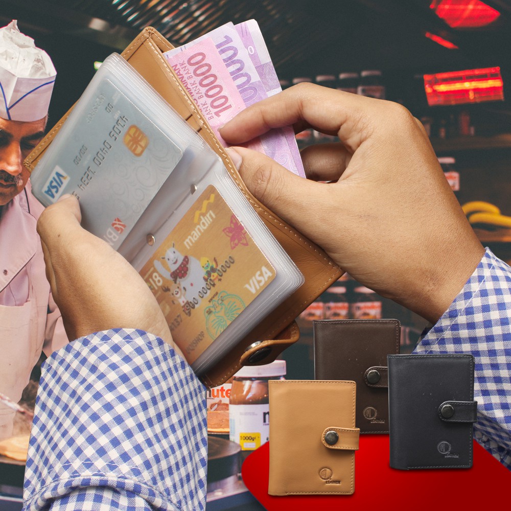 DOMPET KARTU DOMPET KULIT 16 SLOT ATM CARD DAN UANG KERTAS BAHAN KULIT SAPI TEBAL PREMIUM   QI28