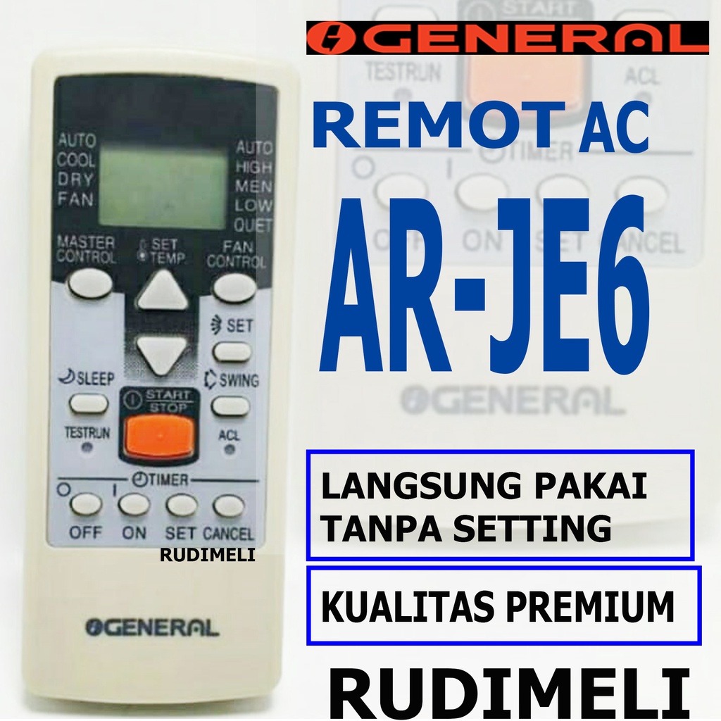 REMOTE AC / REMOT AC GENERAL AR-JE6 TANPA SETTING/ LANGSUNG PAKAI