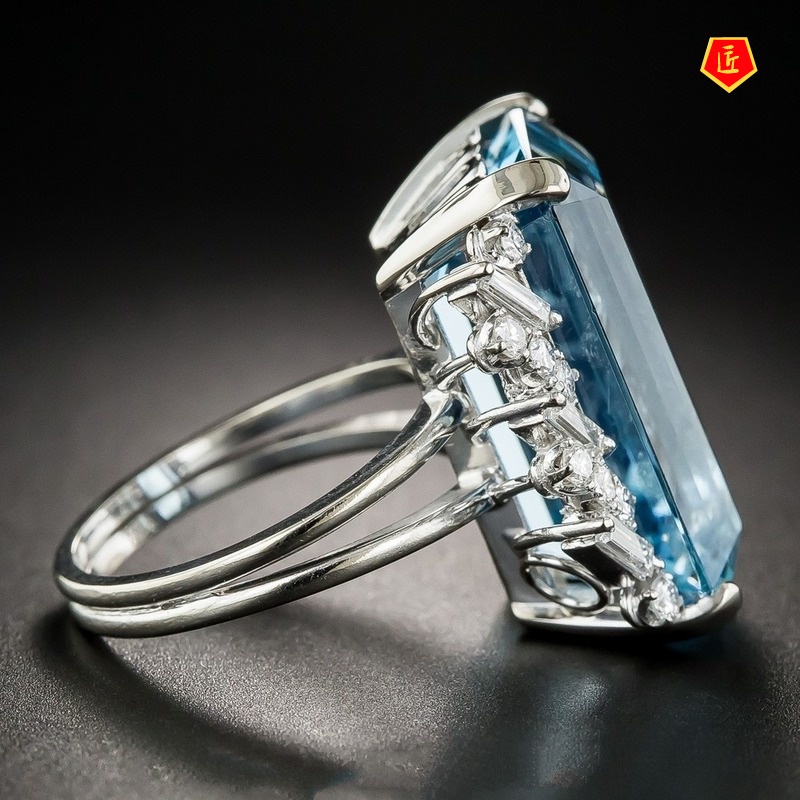 [Ready Stock]Luxury Sapphire Ring Simple Fashion