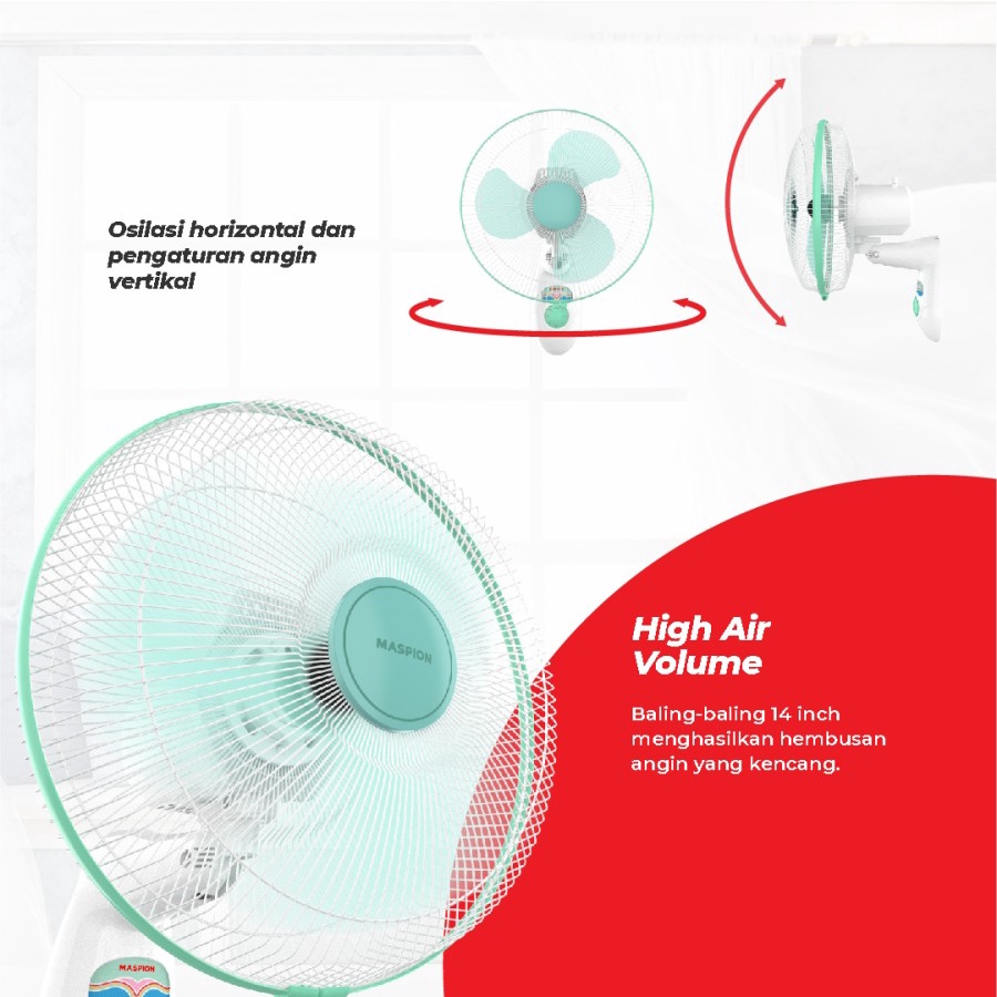 MASPION Kipas Angin Wall Fan 14&quot; MWF 37 K - Garansi Resmi 1 Tahun