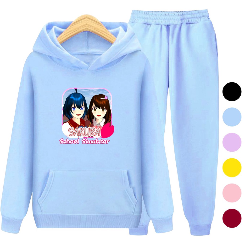 Setelan Anak Sweater Hoodie SAKURA / Set Sweater Anak-Remaja Size S, M, XL , XXL