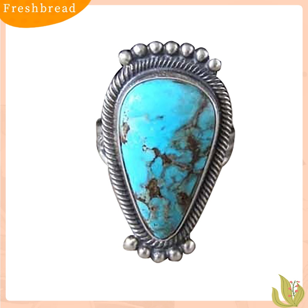 Terlaris Vintage Turquoise Inlaid Finger Ring Party Club Men Women Statement Jewelry Gift