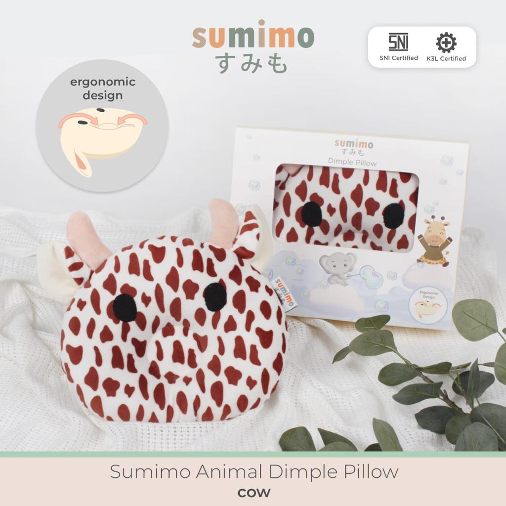 Sumimo Animal Dimple Pillow Ergonomic Bantal Peang / Peyang Super Fluffy / Bantal Bayi Anak