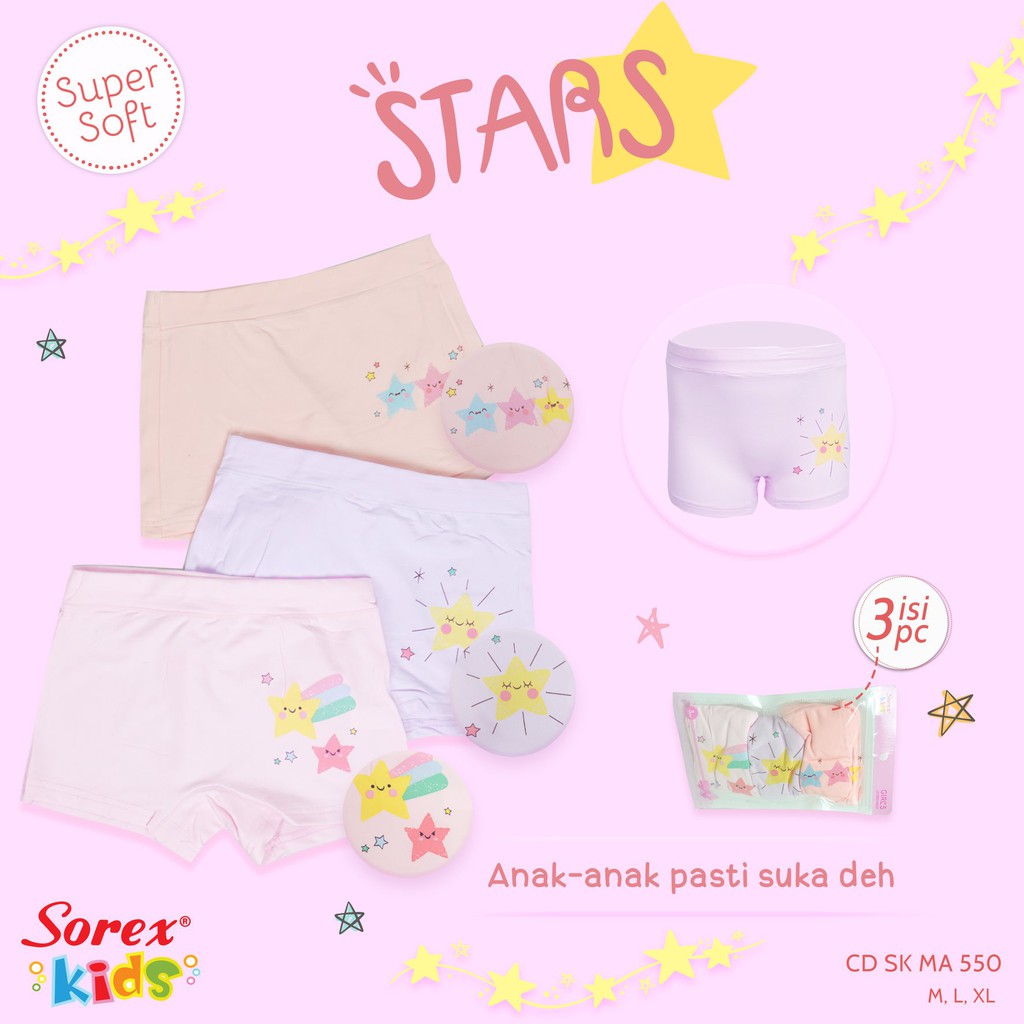 3 PCS BOXER SOREX KIDS ANAK PEREMPUAN MA 550 - MA 551