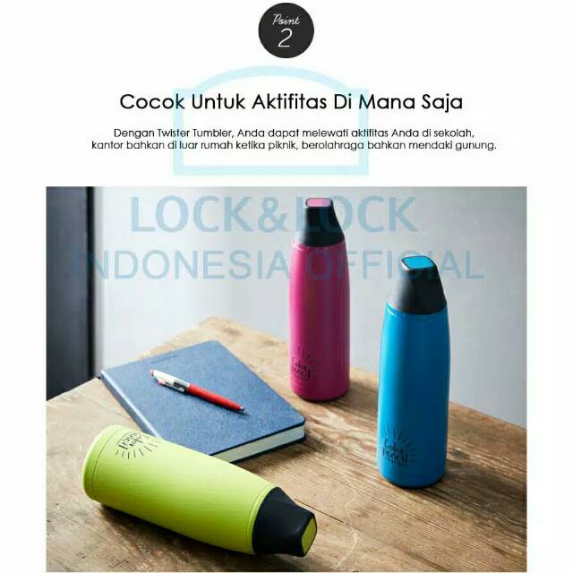 Lock n lock tumbler Twister color pencil Tumbler 450ml botol minum thermosb