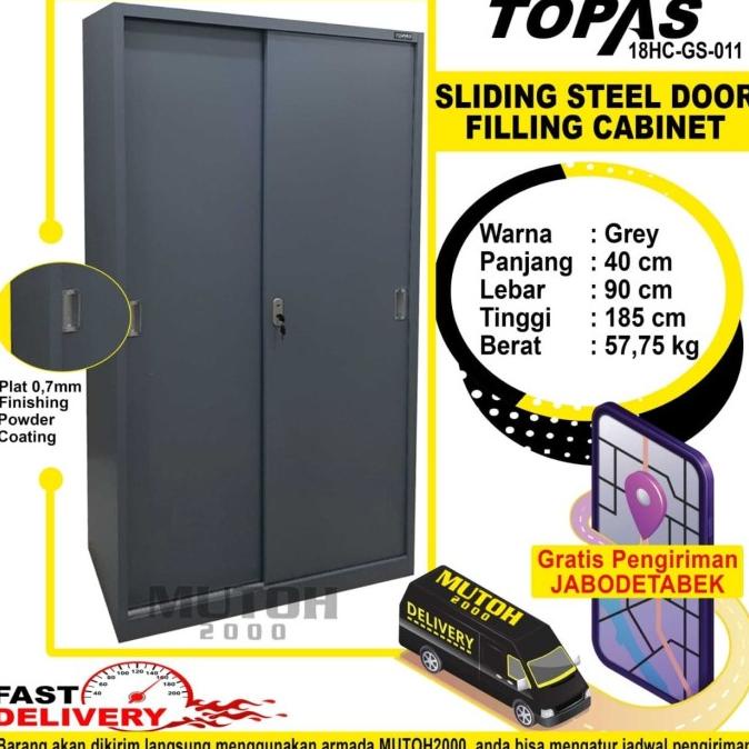 

TERBAIK LEMARI ARSIP LEMARI BESI FILLING CABINET 2 PINTU SLIDING TOPAS GS-011 TERBAIK