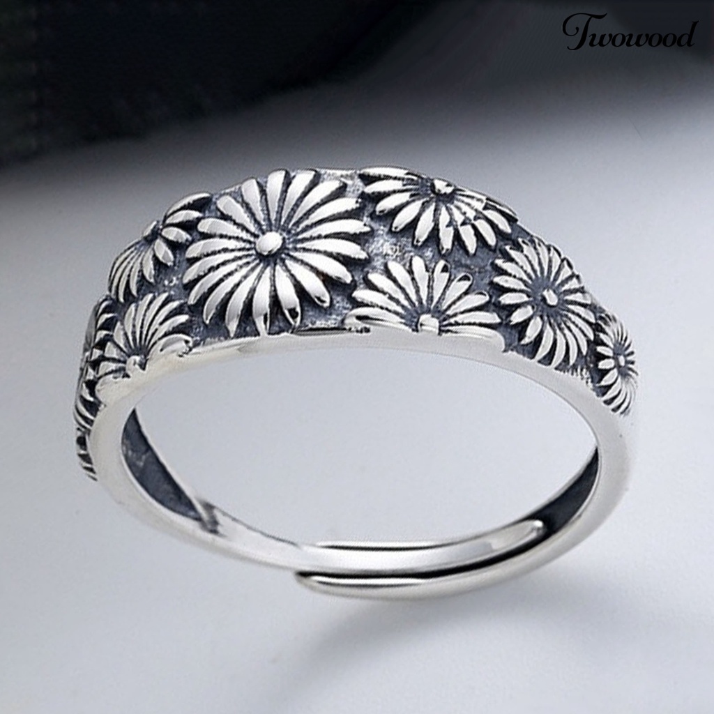 Cincin Adjustable Desain Chrysanthemum Gaya Vintage Untuk Pernikahan