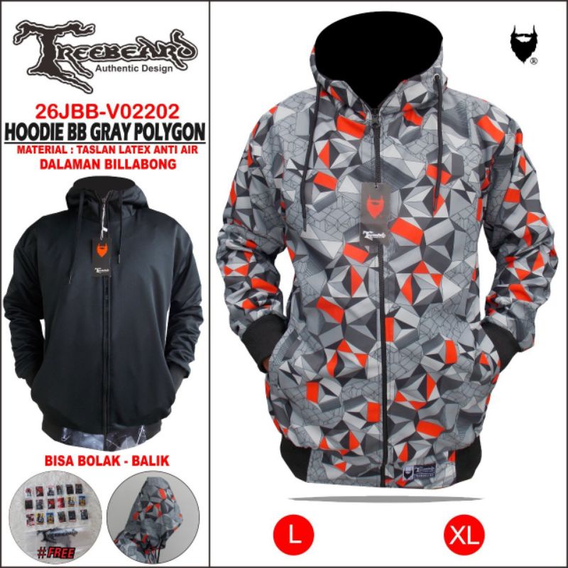 [ BISA COD ] Jaket Taslan Pria Anti Air / Jaket Bolak Balik Pria / Jaket Motor 2in1 / Jaket Hoodie Treebeard 2in1 Anti Air Waterproof