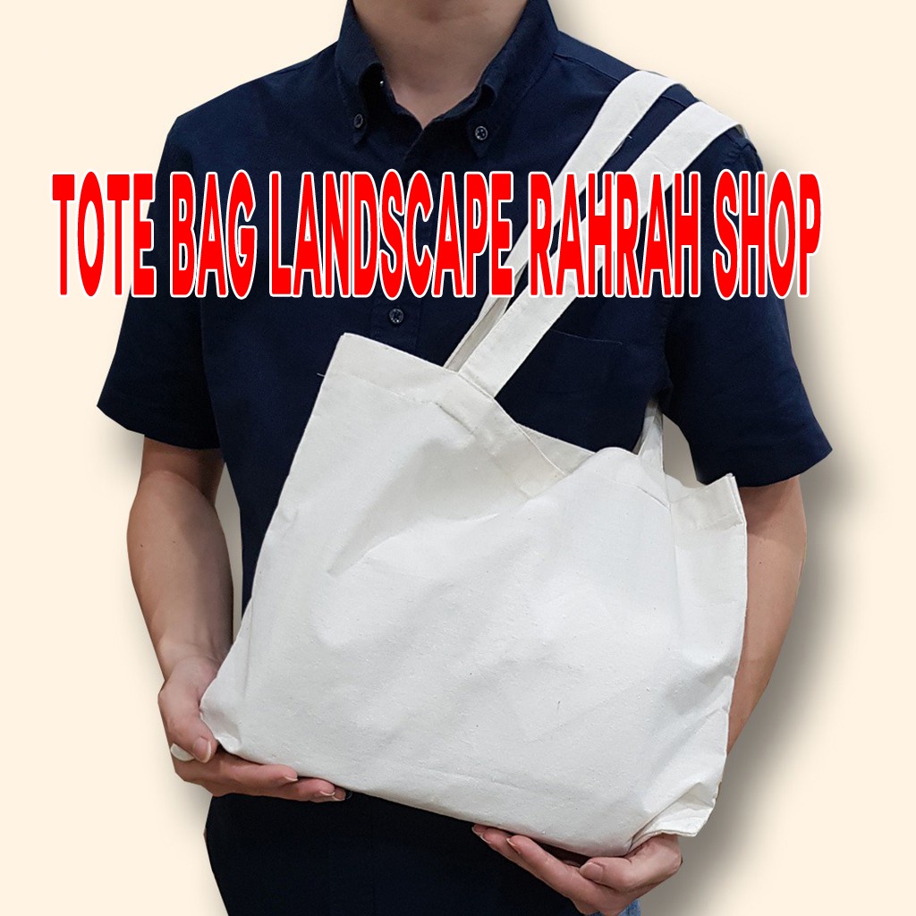 Tas Totebag Landscape Blacu Grade A Tebal  PEREKAT Polos dan Sablon Satuan