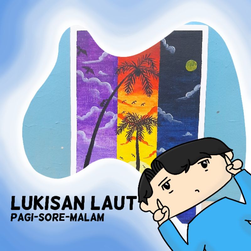 Lukisan Laut Pagi Sore Malam Handmade Ukuran 20x30 Cm Shopee Indonesia