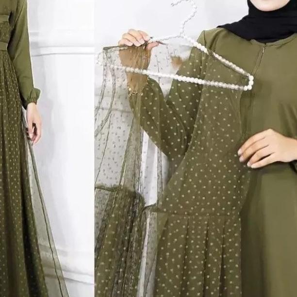 ☊ Dress Outer tile pisah / Gamis Kekinian Rompi Pisah set Gamis Lebaran / Kondangan Multifungsi Mode