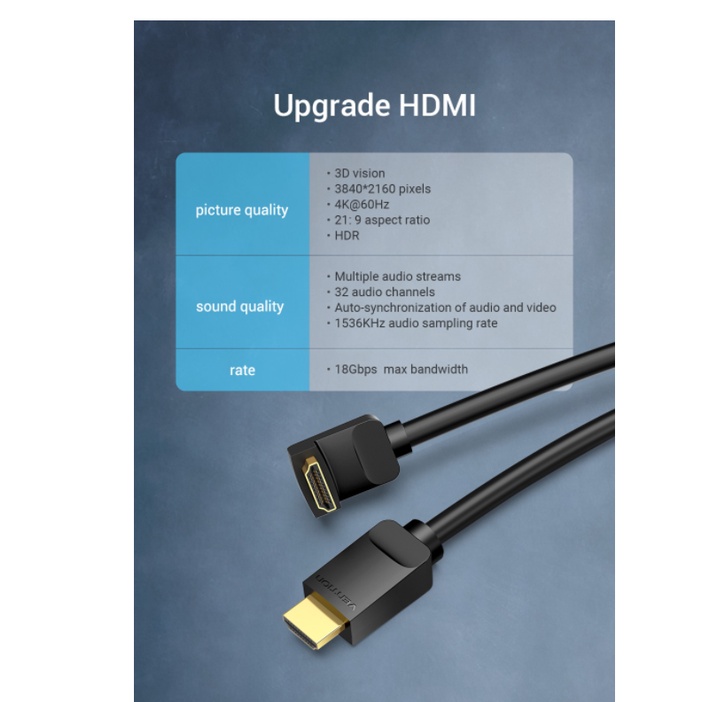 Vention HDMI Cable 270 Degree 4K High-Speed Kabel Male to Male 1m 2m