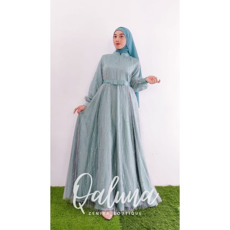 QALUNA GAUN TILE AKAR MUTIARA / BAJU PESTA / PENGANTIN / LAMARAN tersedia size kecil hingga jumbo