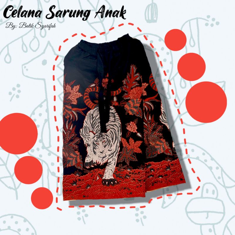 sarung anak/sarung celana anak/motif macan putih/bahan katun adem