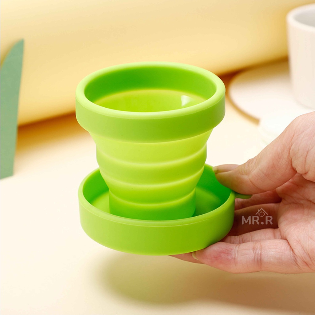 Cangkir Gelas Lipat Tarik Wadah Tempat Minum Silikon Anti Pecah Portable Travel Silicone Folding Cup