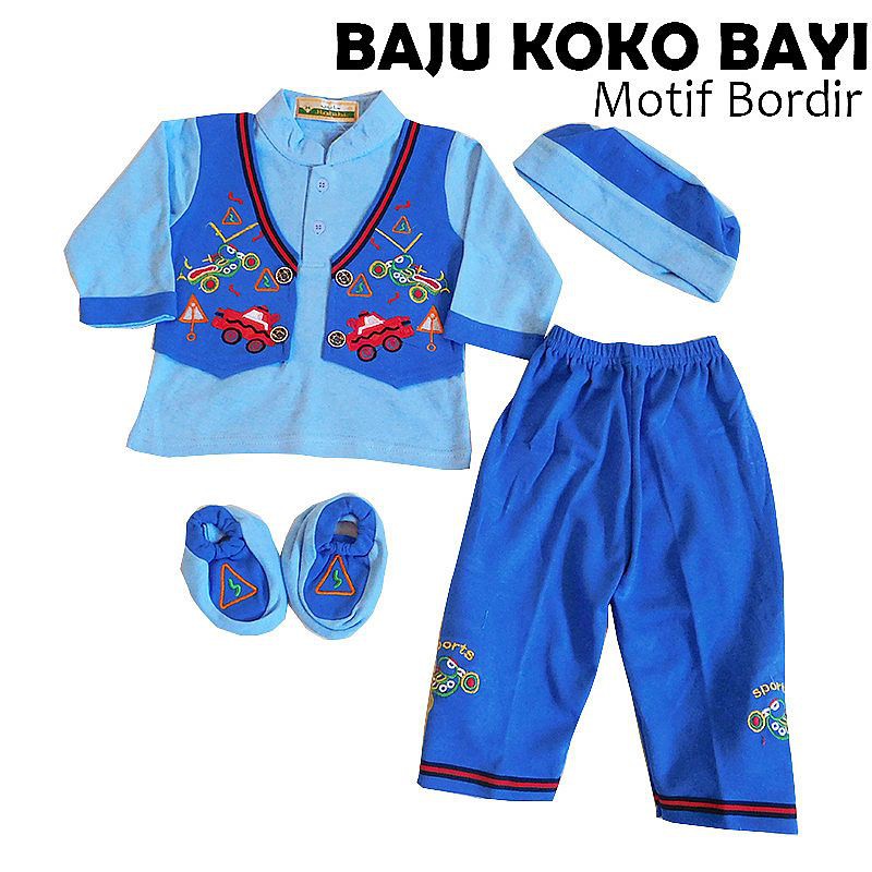 Baju Koko Anak Bayi Setelan Muslim Anak Bayi plus Sepatu model Rompi