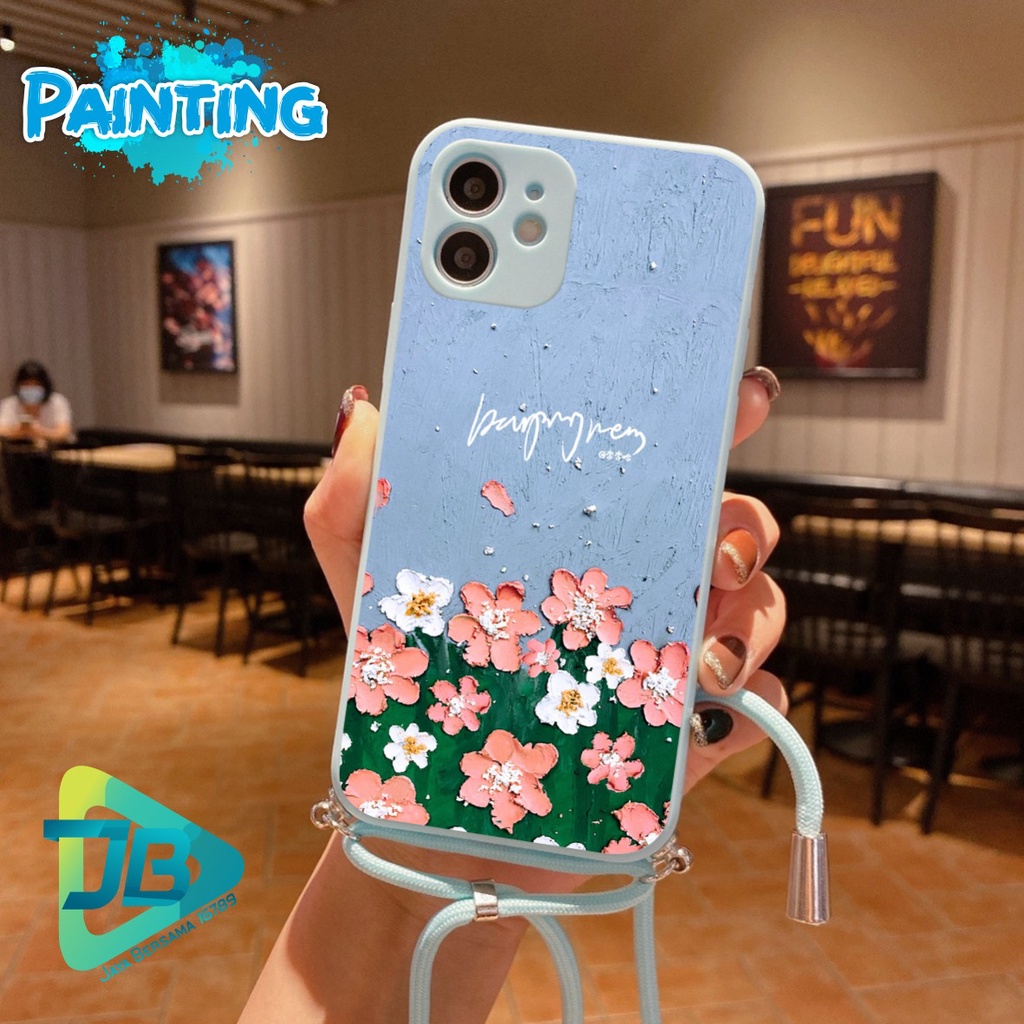 SOFTCASE SILIKON SLINGCASE TALI LANYARD STRAP PHONE MACARON PELINDUNG KAMERA PAINTING OPPO VIVO SAMSUNG XIAOMI REALME IPHONE ALL TYPE JB5491
