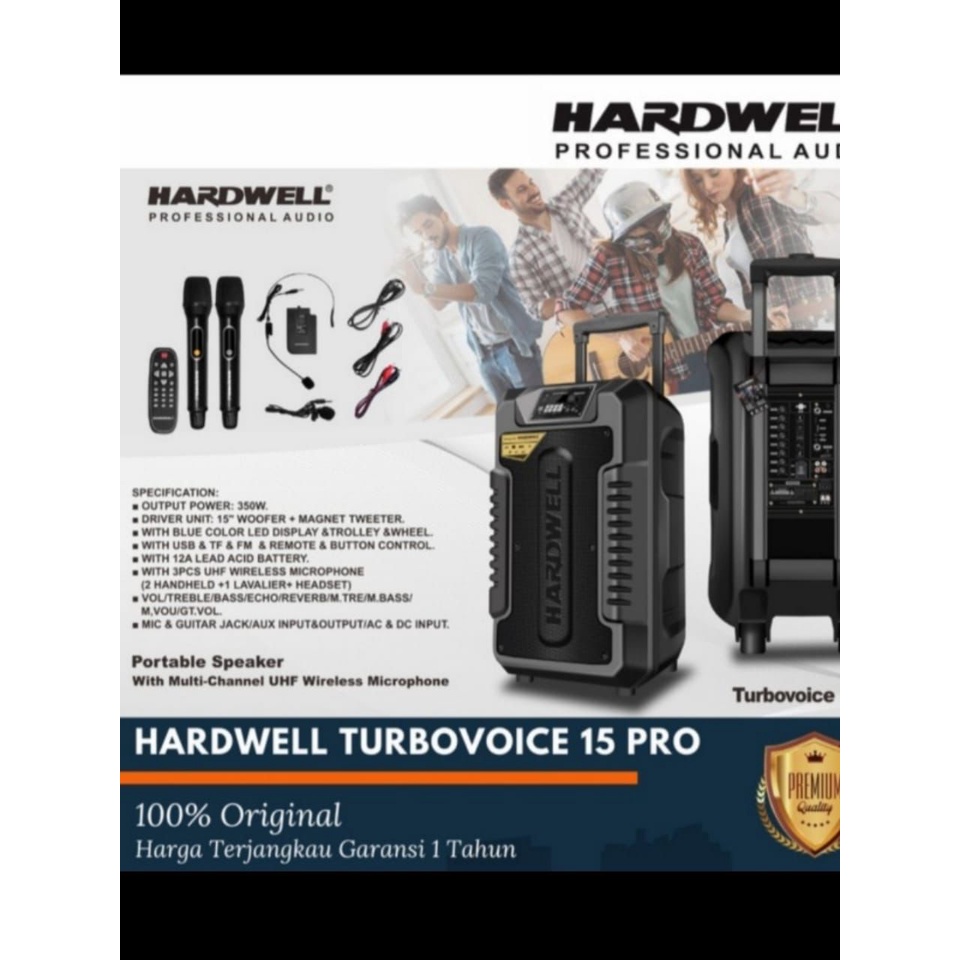 Speaker Hardwell Turbo Voice 15 Pro Speaker Portable Hardwell 15 inch + Stand