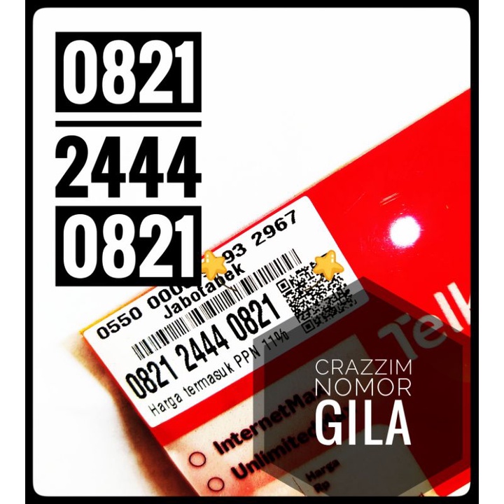 Nomor cantik Telkomsel Simpati 0821. 2444. No Cantik Super Double Operator Murah Hoki