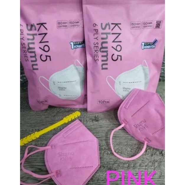 MASKER KN95 SHUMU PINK 6PLY 10PCS/PACK FREE KONEKTOR