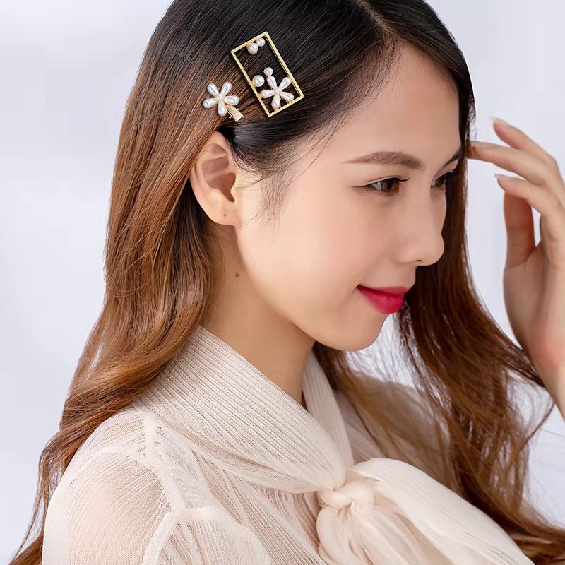 (Hello Girl)F108 Ins Pearl hairpin wanita import murah